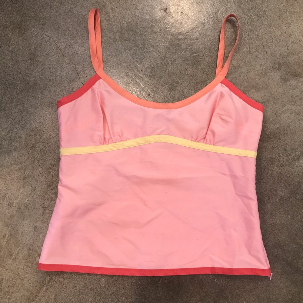 Magical pnk silk Tocca tank w contrast trim